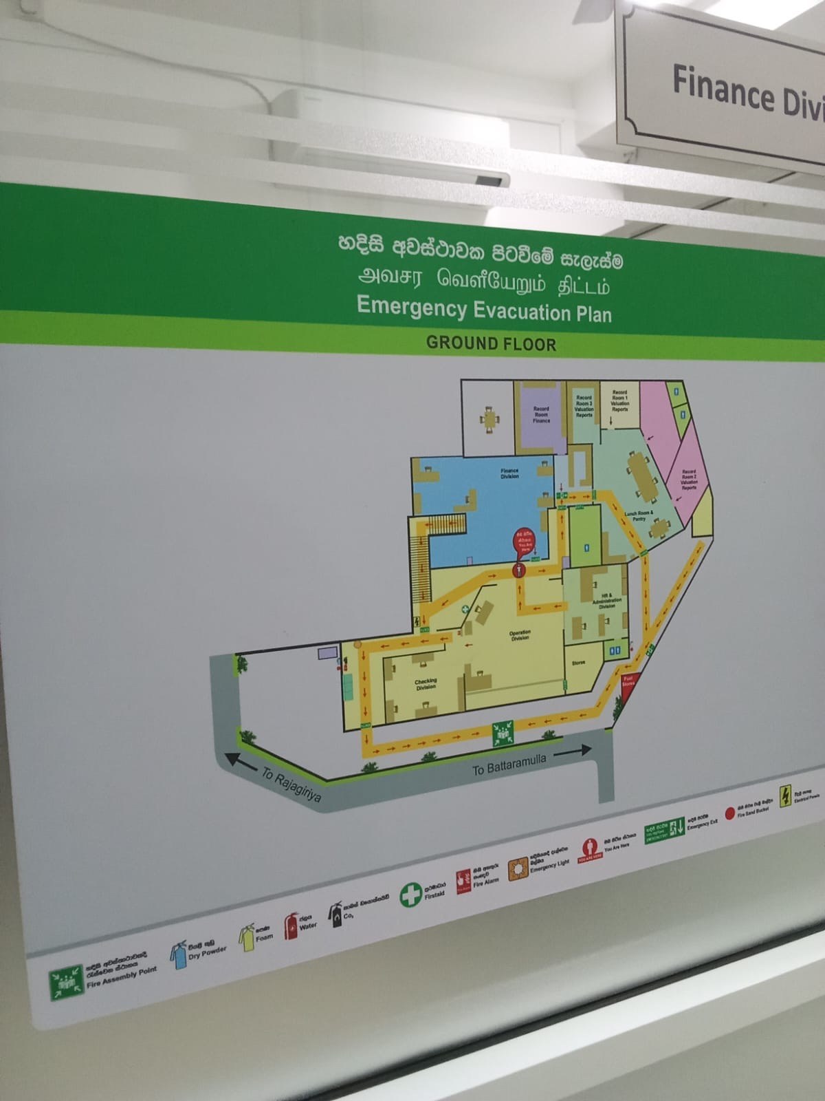 Architectural Emergency Evacuation Plan board installed at client facility